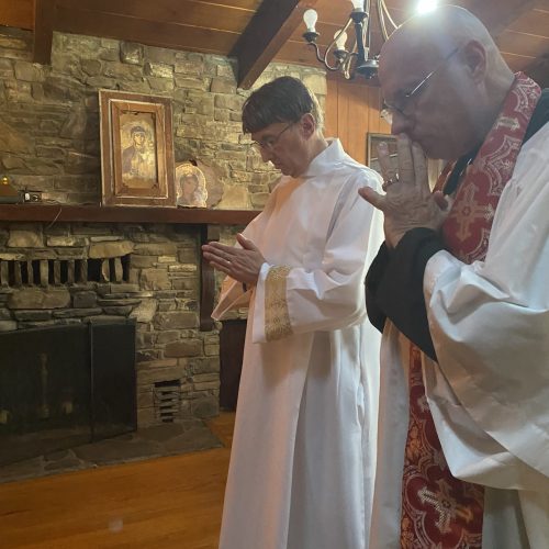 Brother John Friedline and Monsignor Charles Scheetz at ordination.